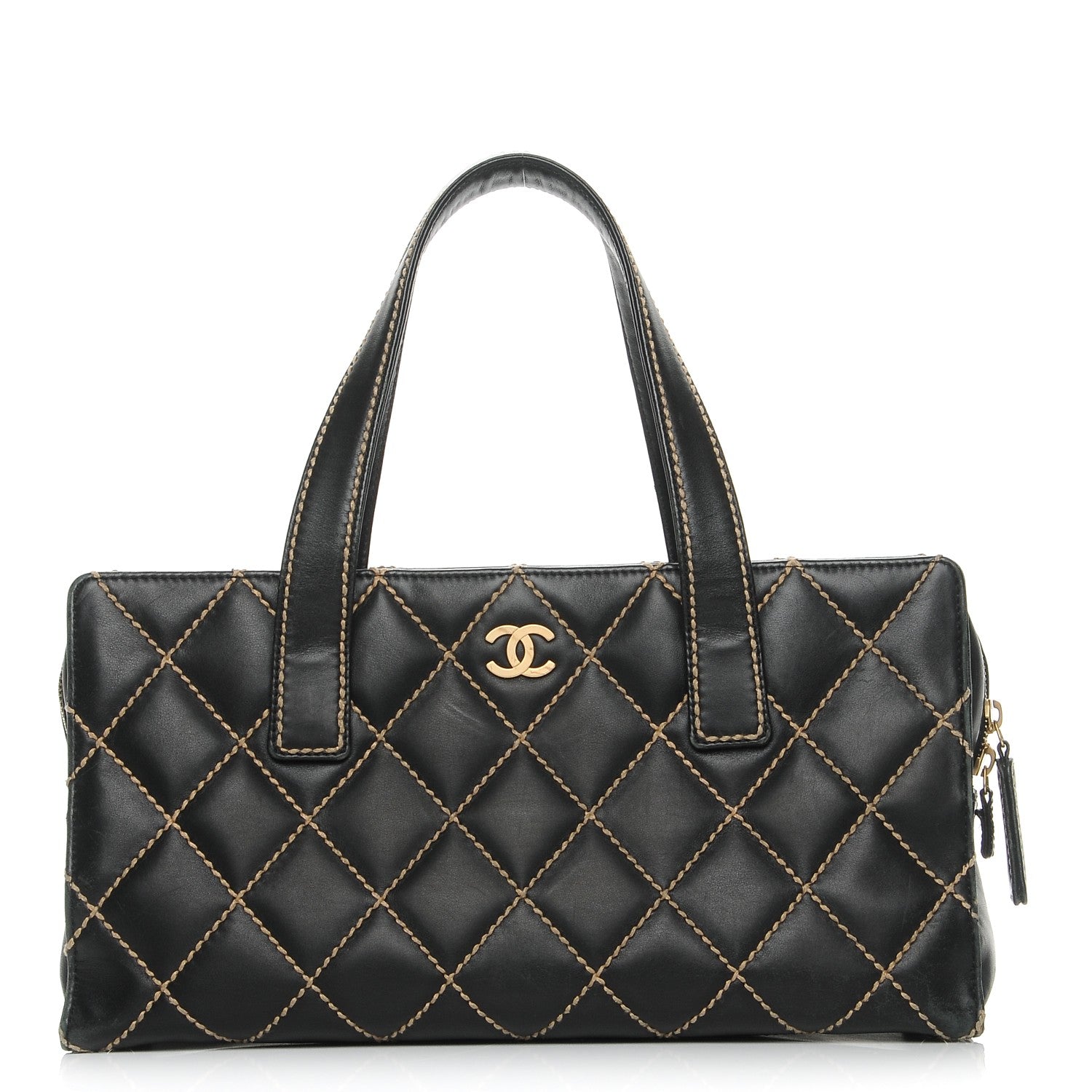 Chanel Calfskin Contrast Stitch Surpique Bowler Black 1 of 15