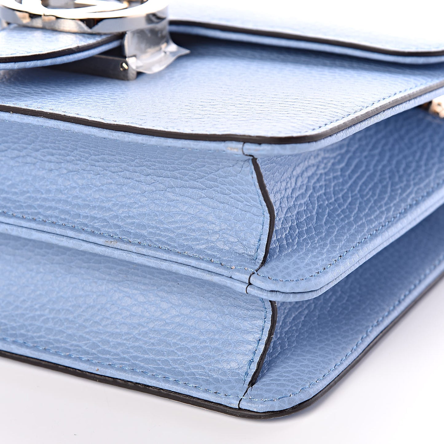 Dollar Calfskin Small Interlocking G Shoulder Bag Mineral Blue
