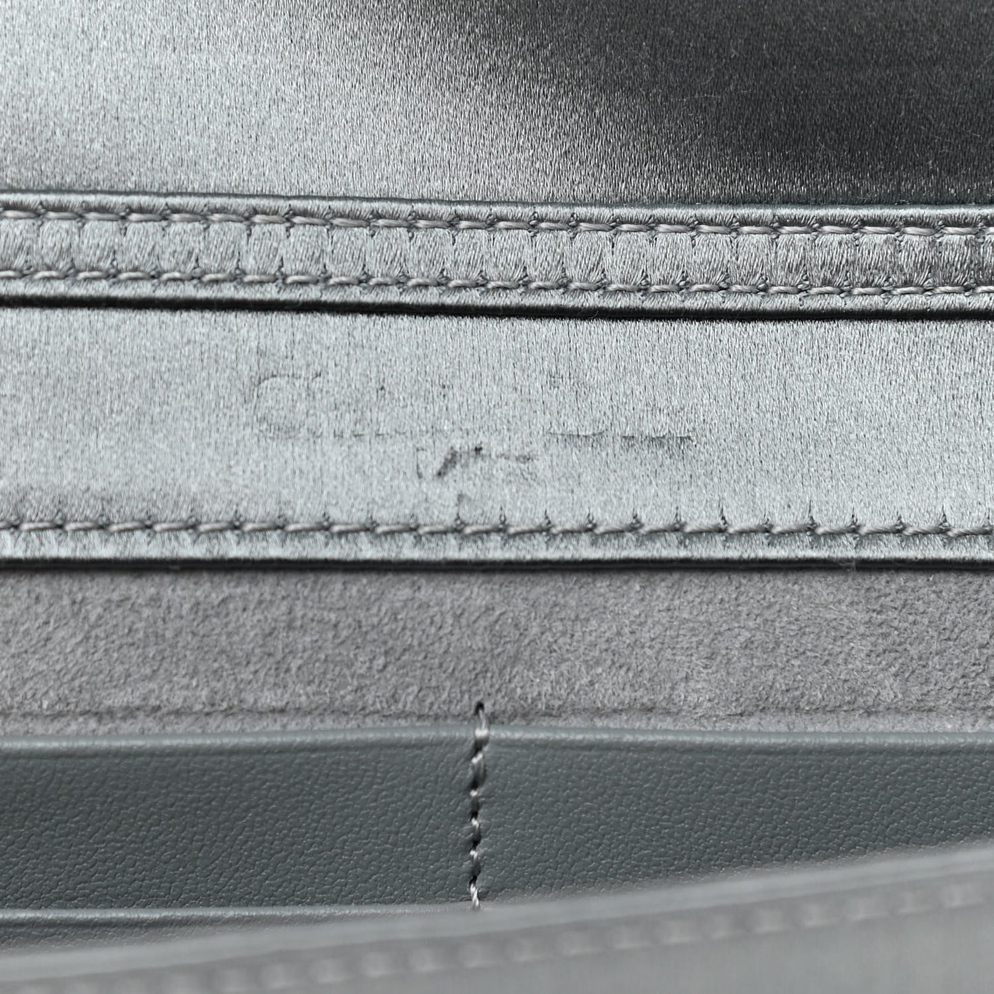 Satin Diorama Wallet on Chain Pouch Blue Gray