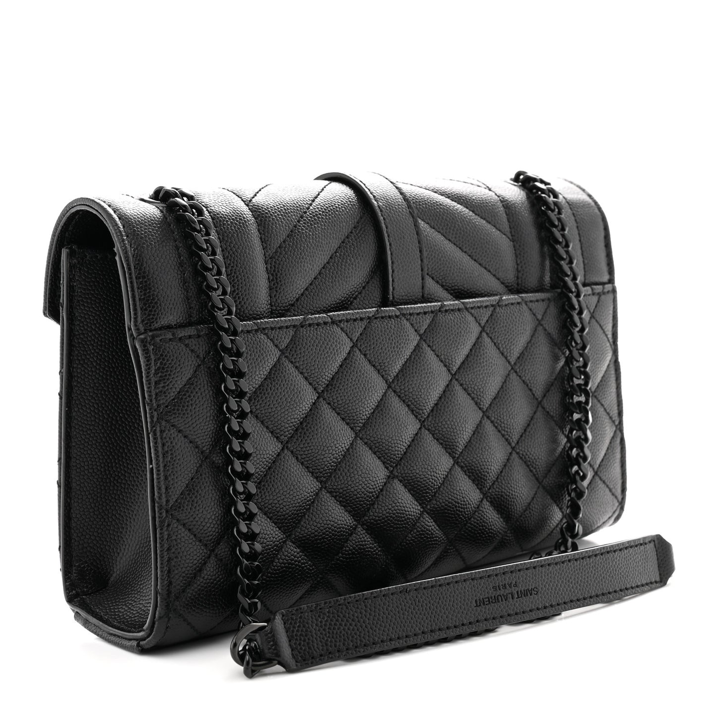 Grain De Poudre Textured Mixed Matelasse Triquilt Small Monogram Monochrome Satchel Black