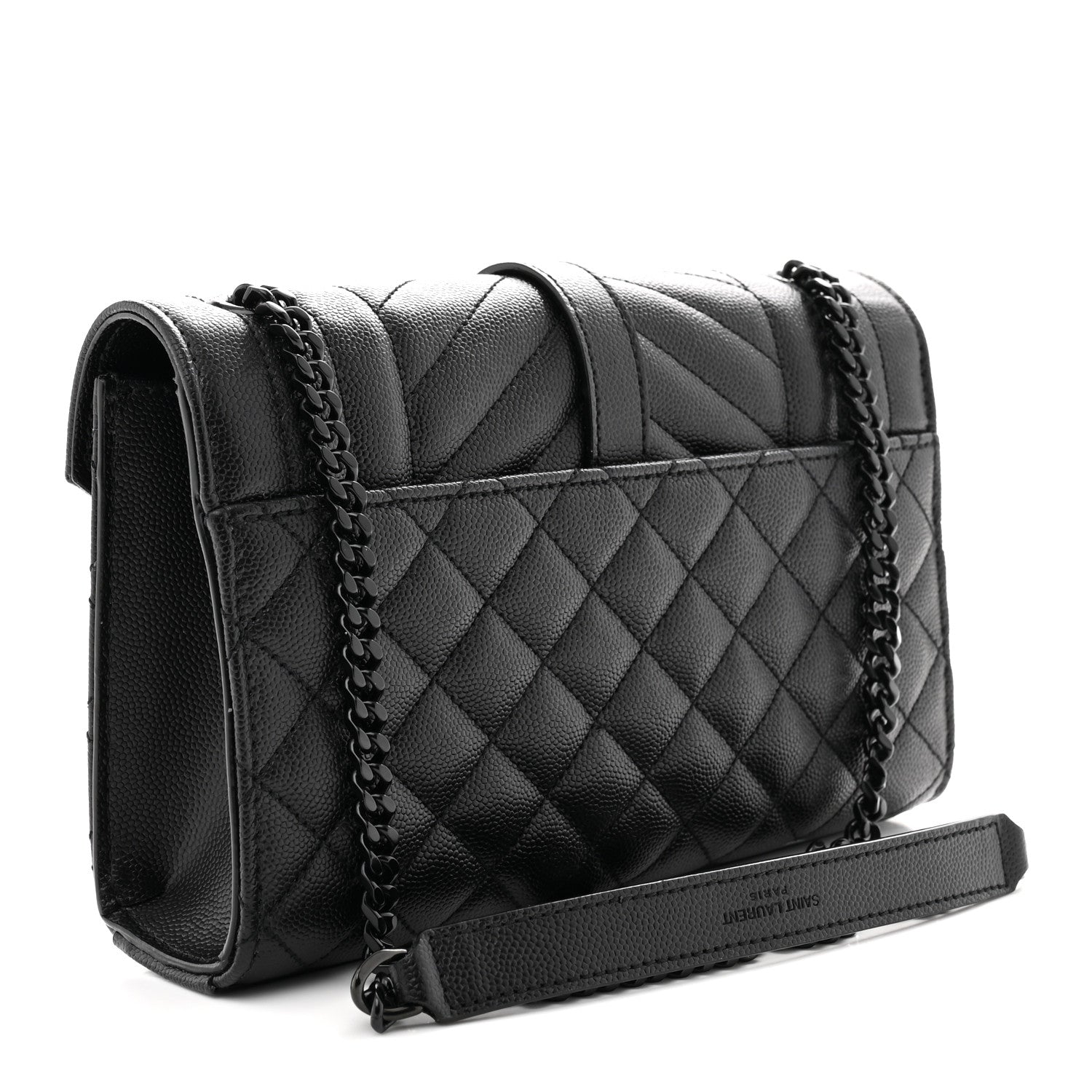Saint Laurent Grain De Poudre Textured Mixed Matelasse Triquilt Small Monogram Monochrome Satchel Black 3 of 10
