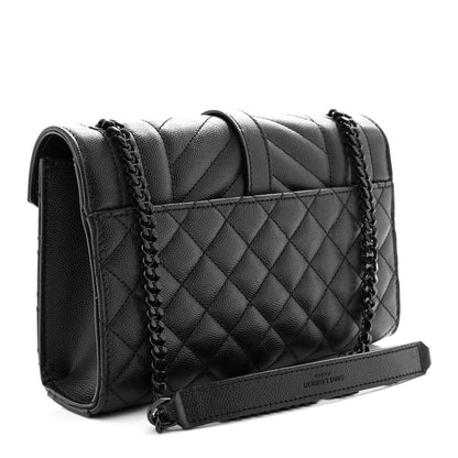 Saint Laurent Grain De Poudre Textured Mixed Matelasse Triquilt Small Monogram Monochrome Satchel Black 3 of 10