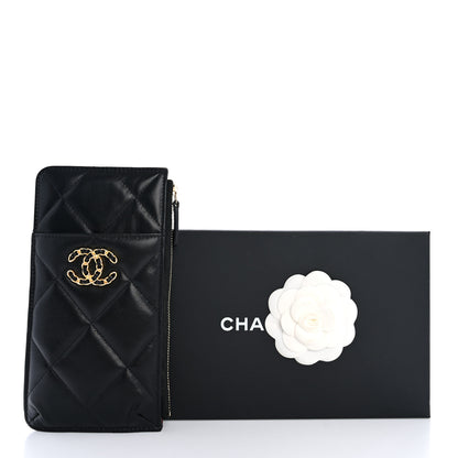 Chanel Goatskin Quilted Chanel 19 Phone and Card Holder Black 9 of 9