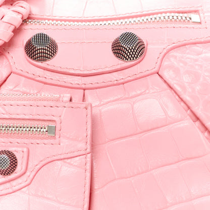 Balenciaga Extra Supple Calfskin Crocodile Embossed Small Le Cagole Shoulder Bag Sweet Pink 10 of 12