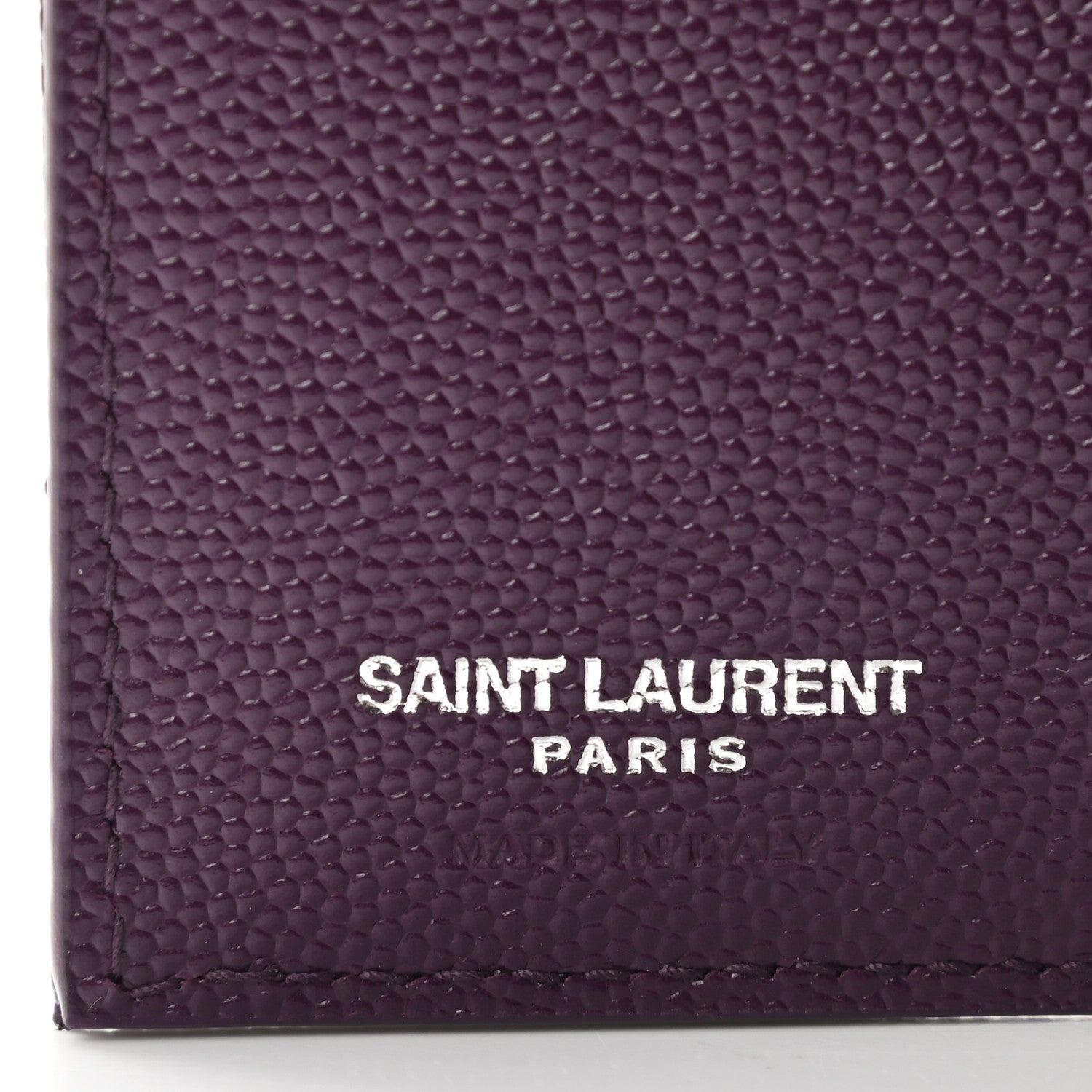 Saint Laurent Grain De Poudre Matelasse Chevron Monogram Zipped Card Case Lilac 6 of 6