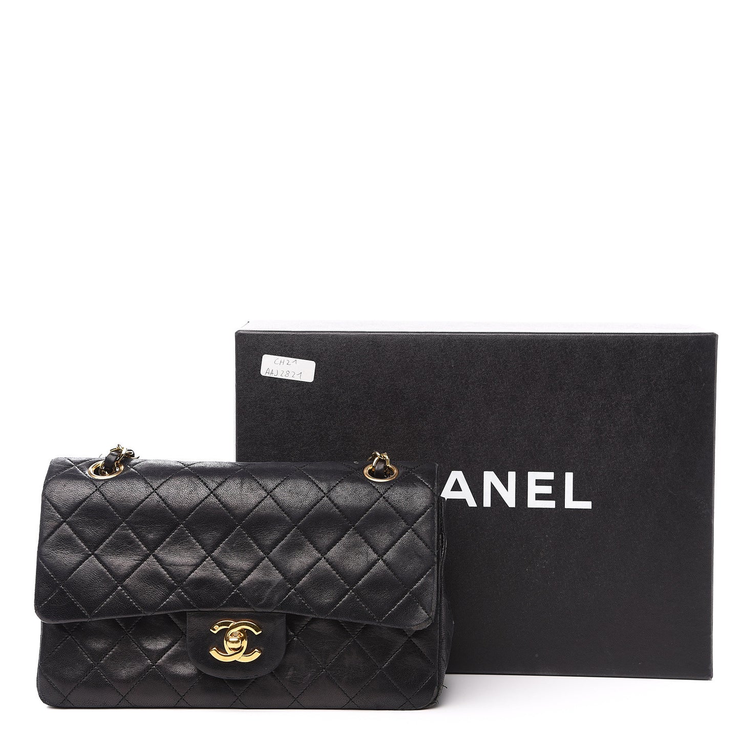 Lambskin Quilted Small Double Flap Black