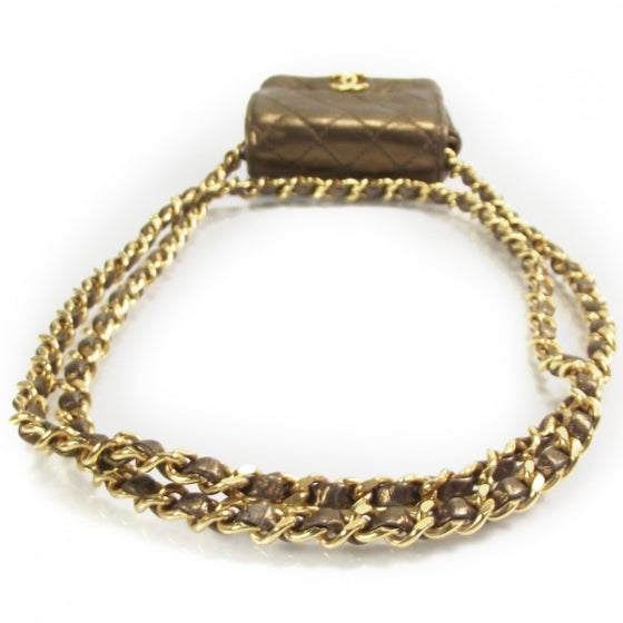 Chanel Quilted Leather Micro Mini Flap Bronze 4 of 9