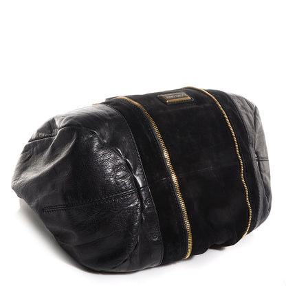 Jimmy Choo Leather Suede Mandah Tote Black 4 of 8