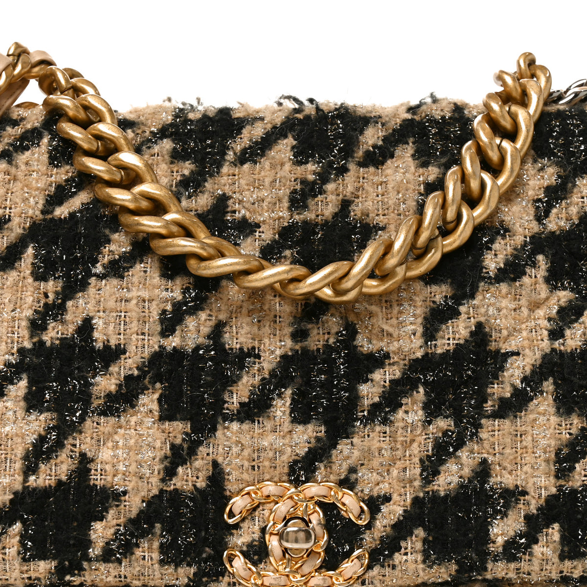 Chanel Tweed Maxi Chanel 19 Flap Beige Black 8 of 10