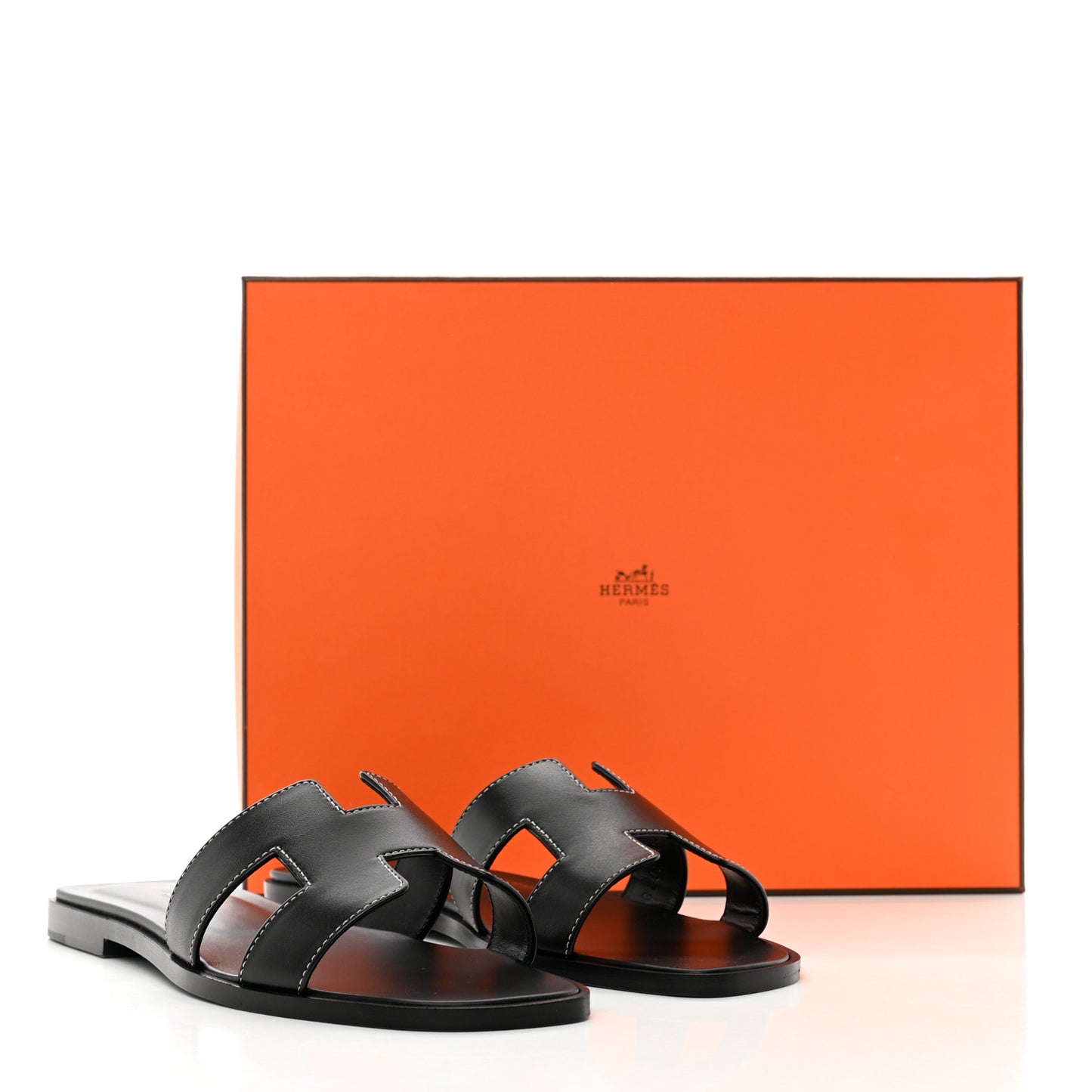Box Calfskin Oran Sandals 37 Black