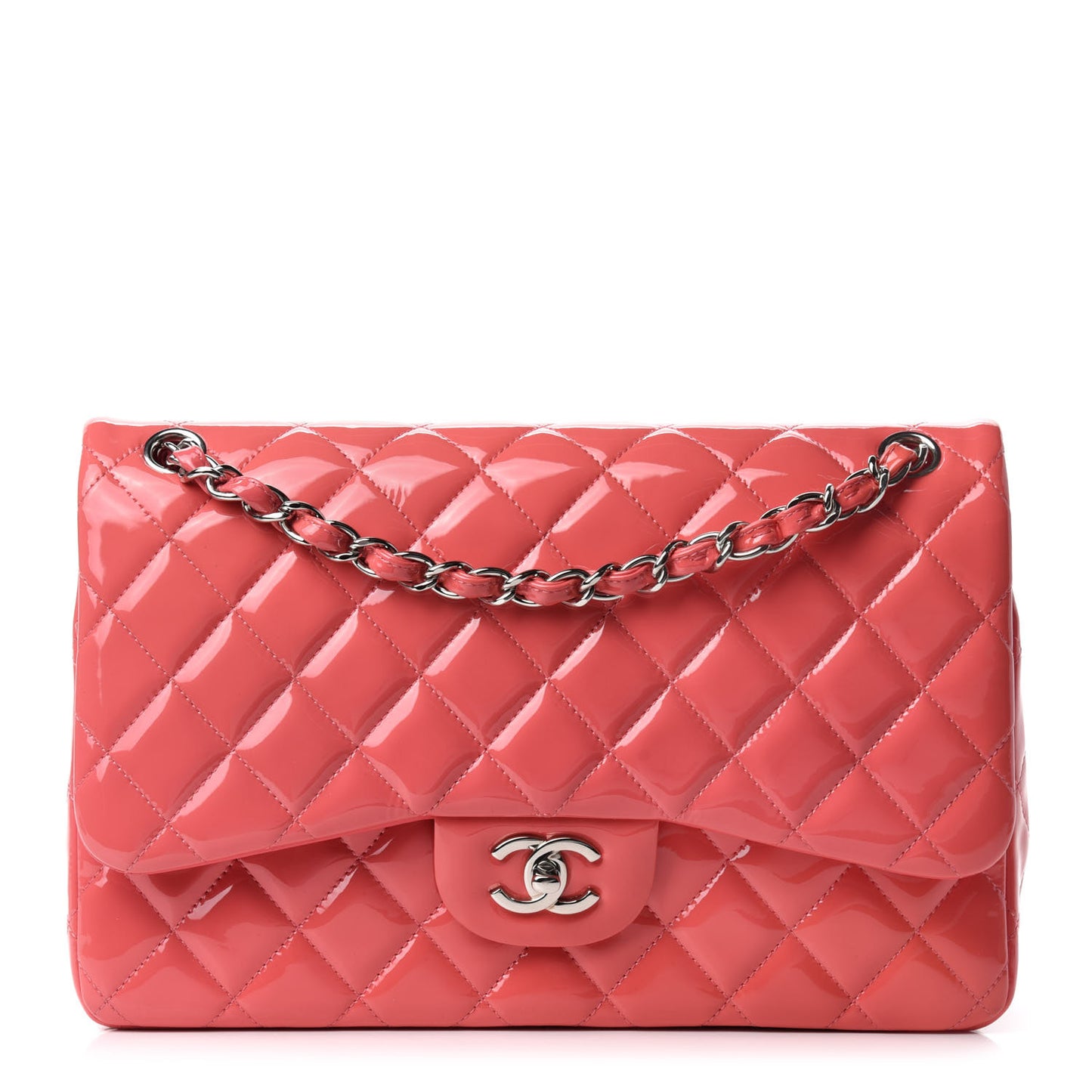 Patent Quilted Jumbo Double Flap Pink