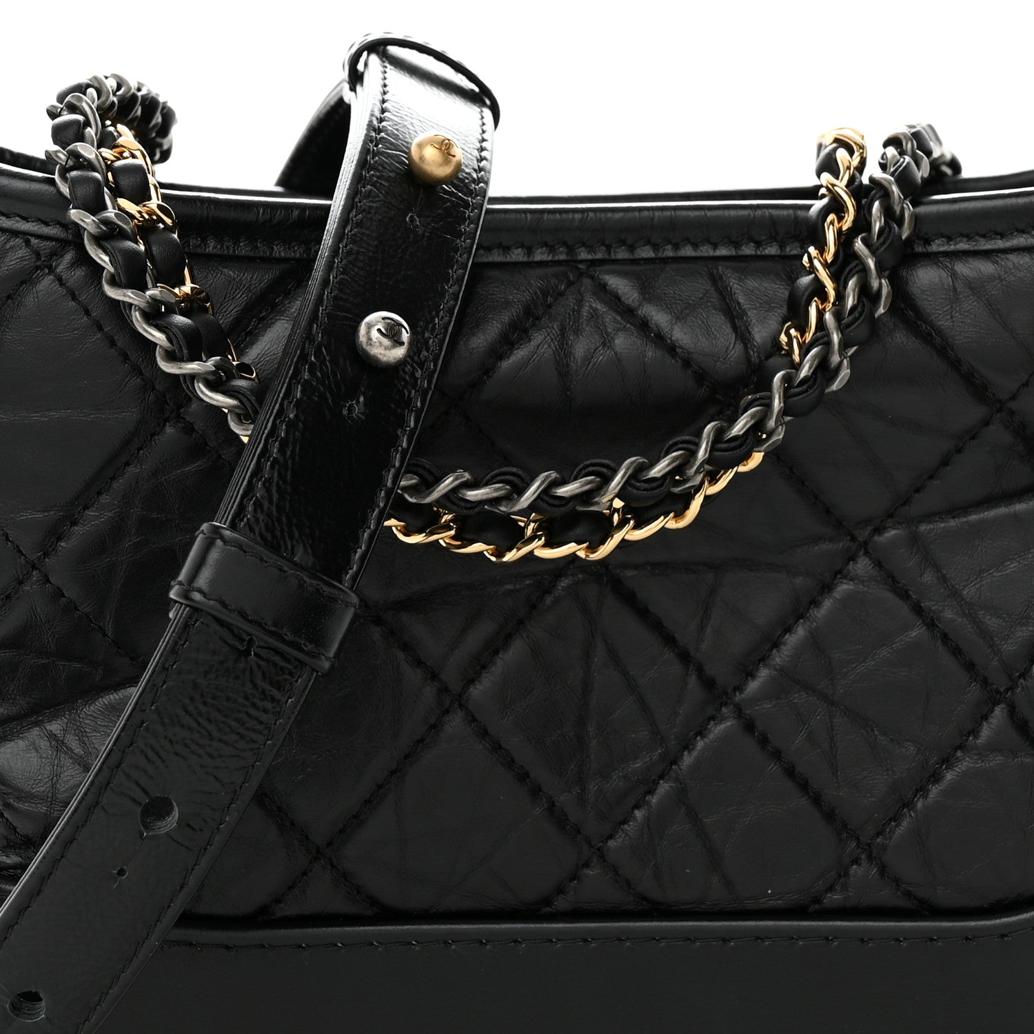 Chanel Aged Calfskin Quilted Small Gabrielle Hobo Black 9 of 11