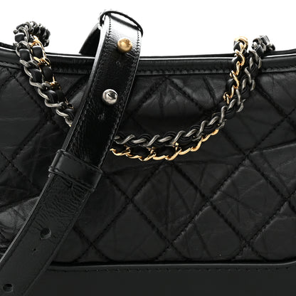 Chanel Aged Calfskin Quilted Small Gabrielle Hobo Black 9 of 11