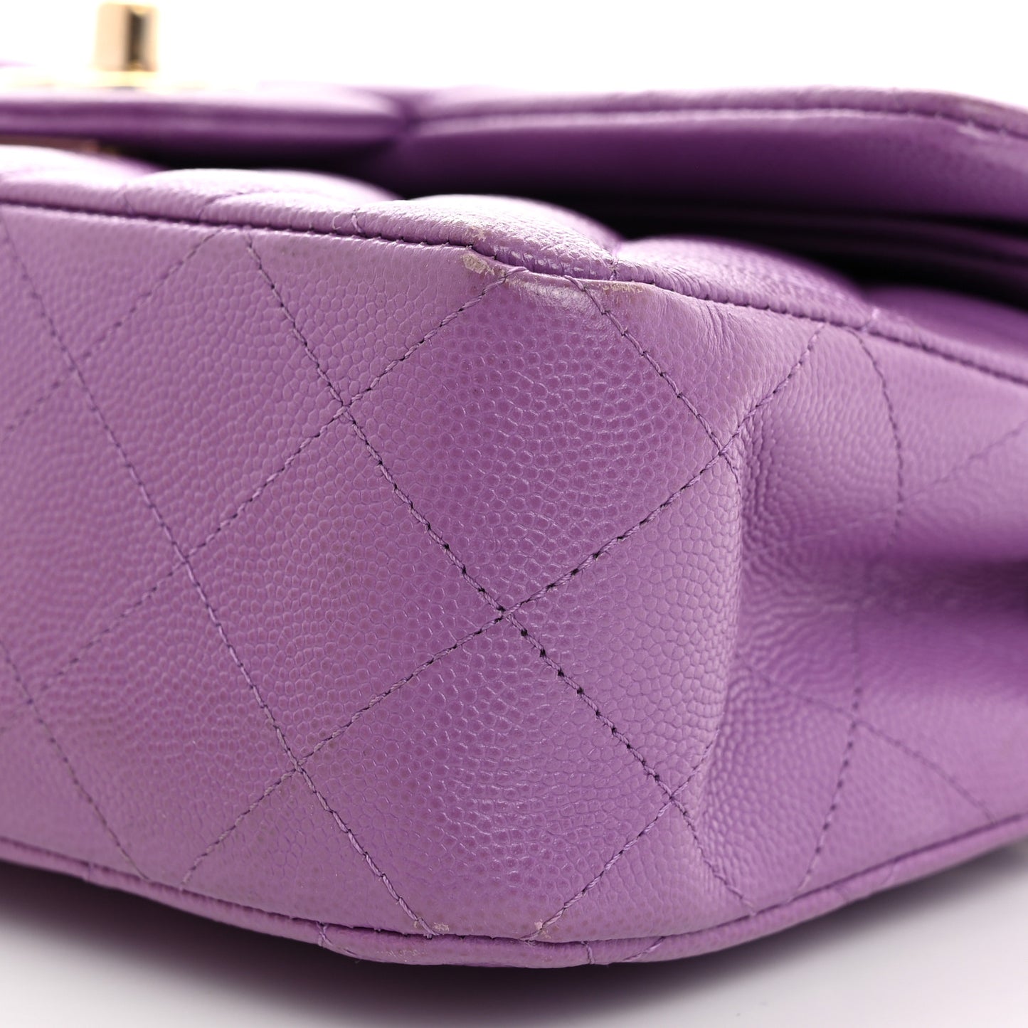 Caviar Quilted Small Double Flap Purple