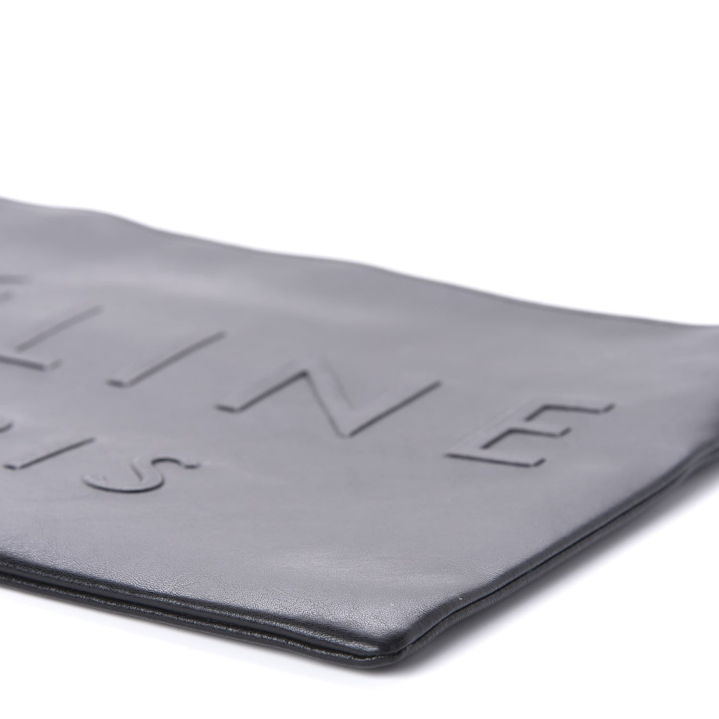 Calfskin Large Made In Clutch Pouch Black