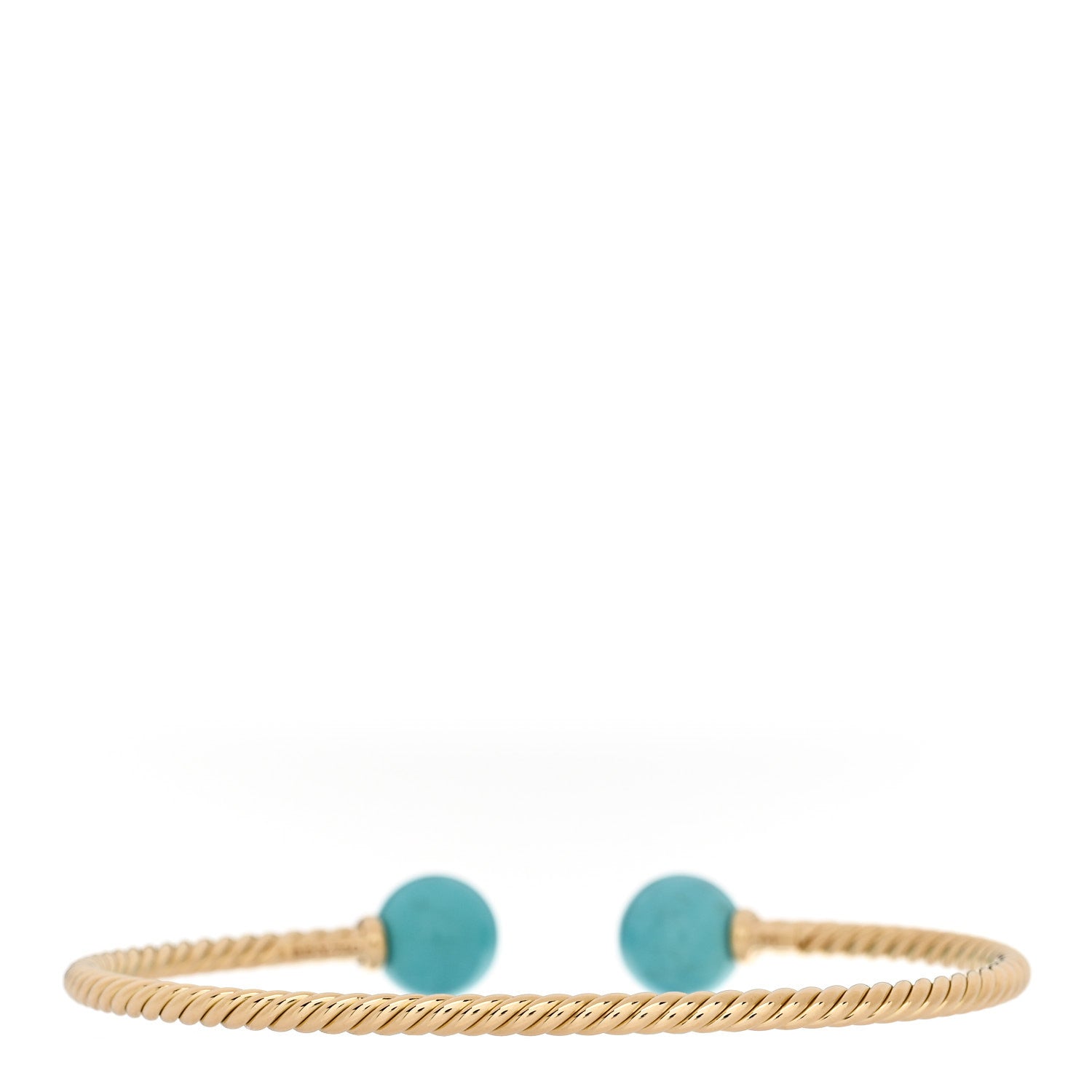 David Yurman 18K Yellow Gold Turquoise 8.5mm Solari Bead Bracelet 2 of 4