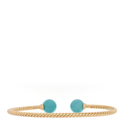 David Yurman 18K Yellow Gold Turquoise 8.5mm Solari Bead Bracelet 2 of 4