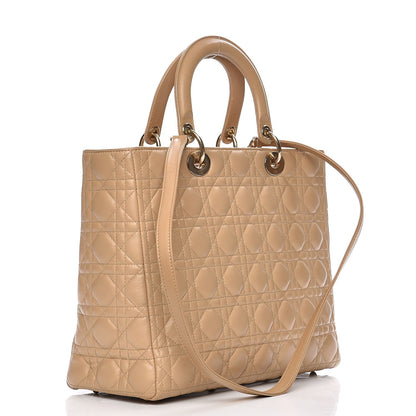 Christian Dior Lambskin Cannage Large Lady Dior Beige 4 of 14