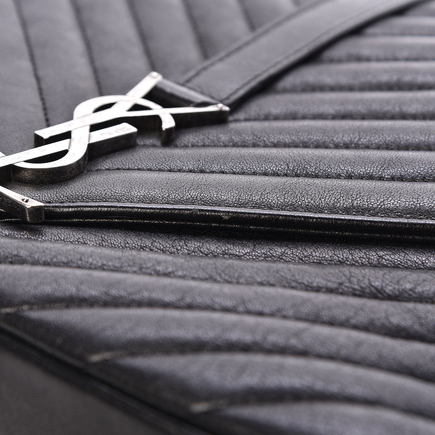 Saint Laurent Sheepskin Matelasse Chevron Monogram Large College Satchel Black 13 of 17