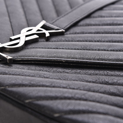 Saint Laurent Sheepskin Matelasse Chevron Monogram Large College Satchel Black 13 of 17
