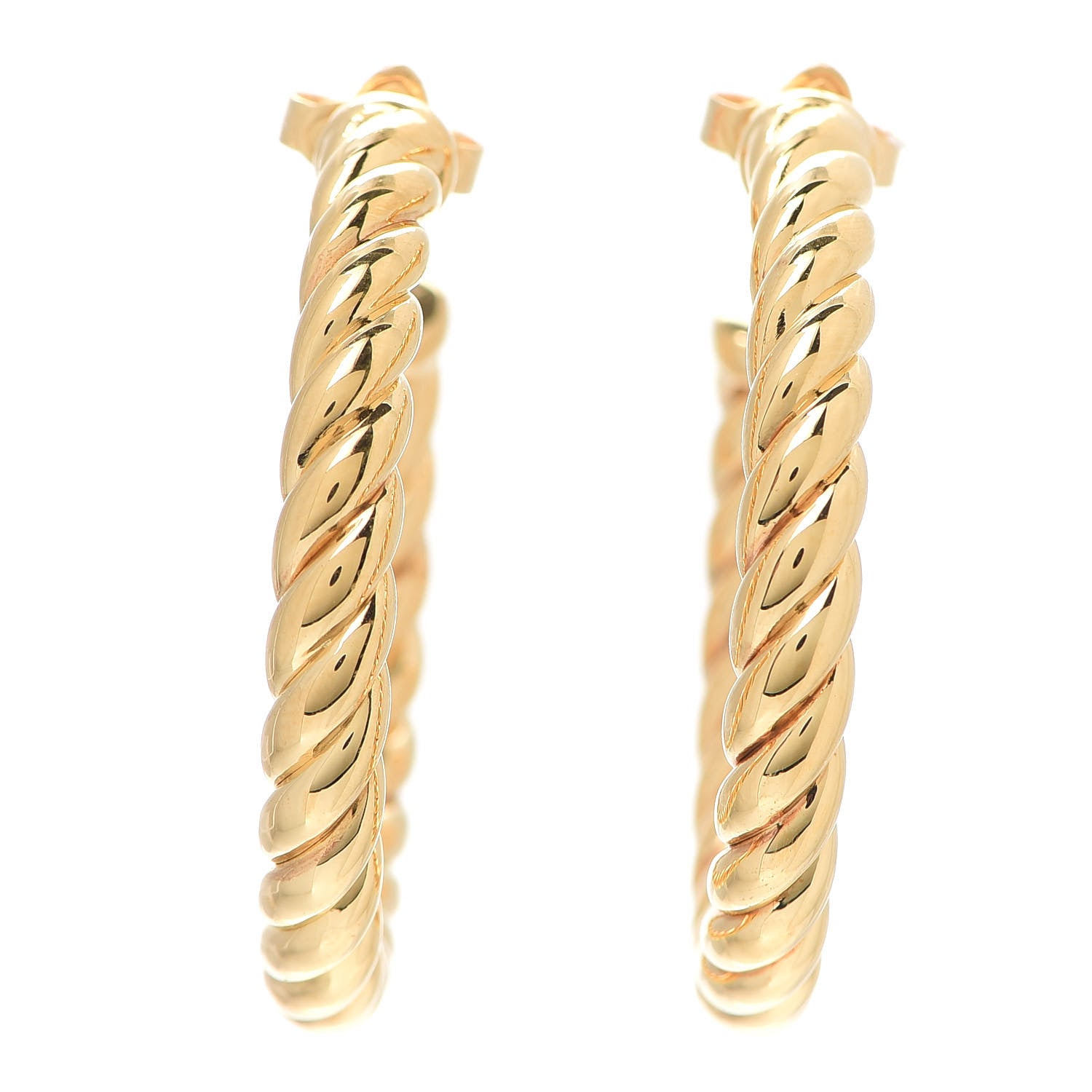 David Yurman 18K Yellow Gold Sculpted Cable Hoop Earrings 1 of 5