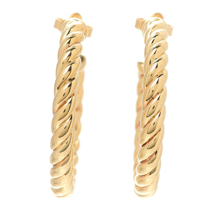 David Yurman 18K Yellow Gold Sculpted Cable Hoop Earrings 1 of 5