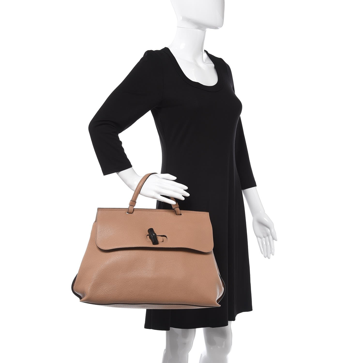 Gucci Cellarius Calfskin Large Bamboo Daily Top Handle Bag Camelia 2 of 10