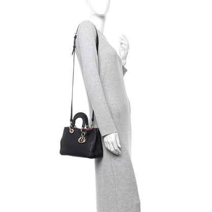 Christian Dior Bullcalf Small Diorissimo Tote Black Rose Indien 2 of 12