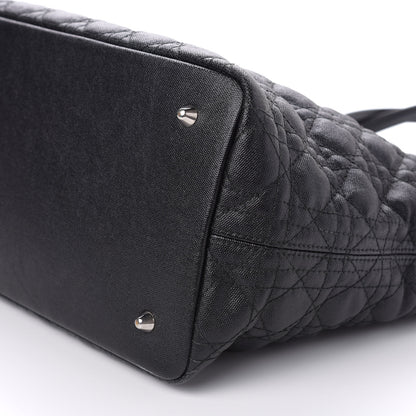 Christian Dior Coated Canvas Cannage Medium Panarea Tote Black 9 of 10
