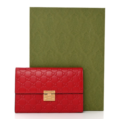 Gucci Guccissima Padlock Clutch Hibiscus Red 10 of 10