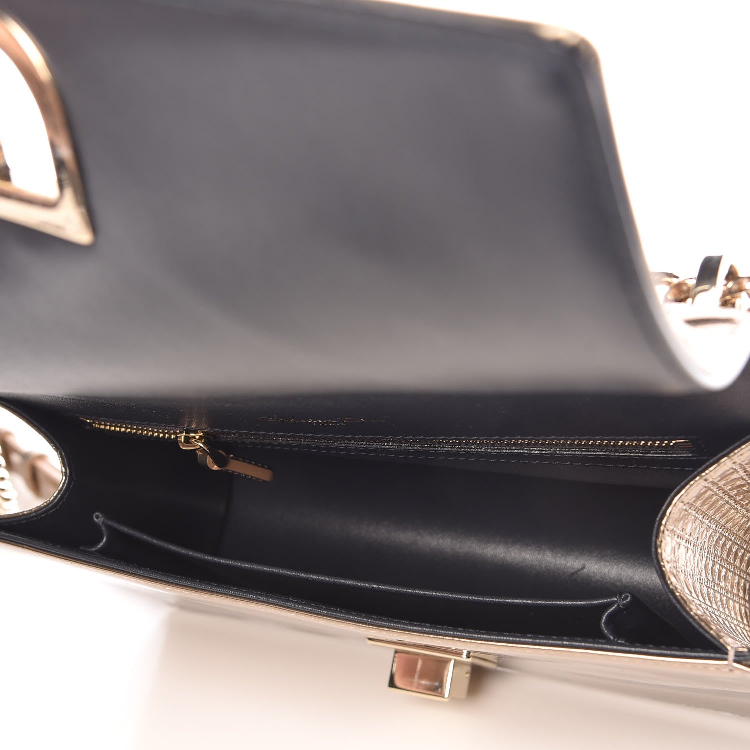 Christian Dior Metallic Patent Micro-Cannage Medium Diorama Flap Bag Gold 8 of 19