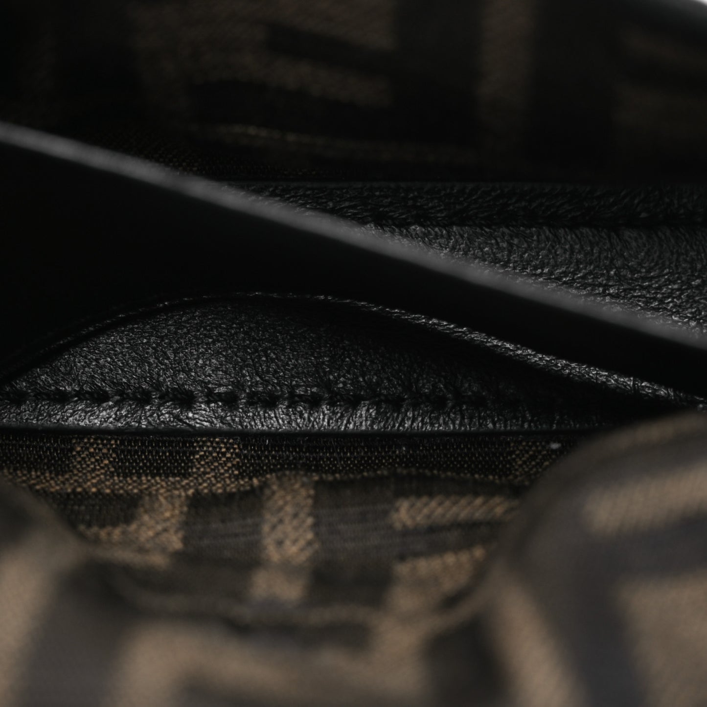 Fabric Jacquard FF 1974 Nano Maxi Buckle Baguette Charm Tobacco Moro Black