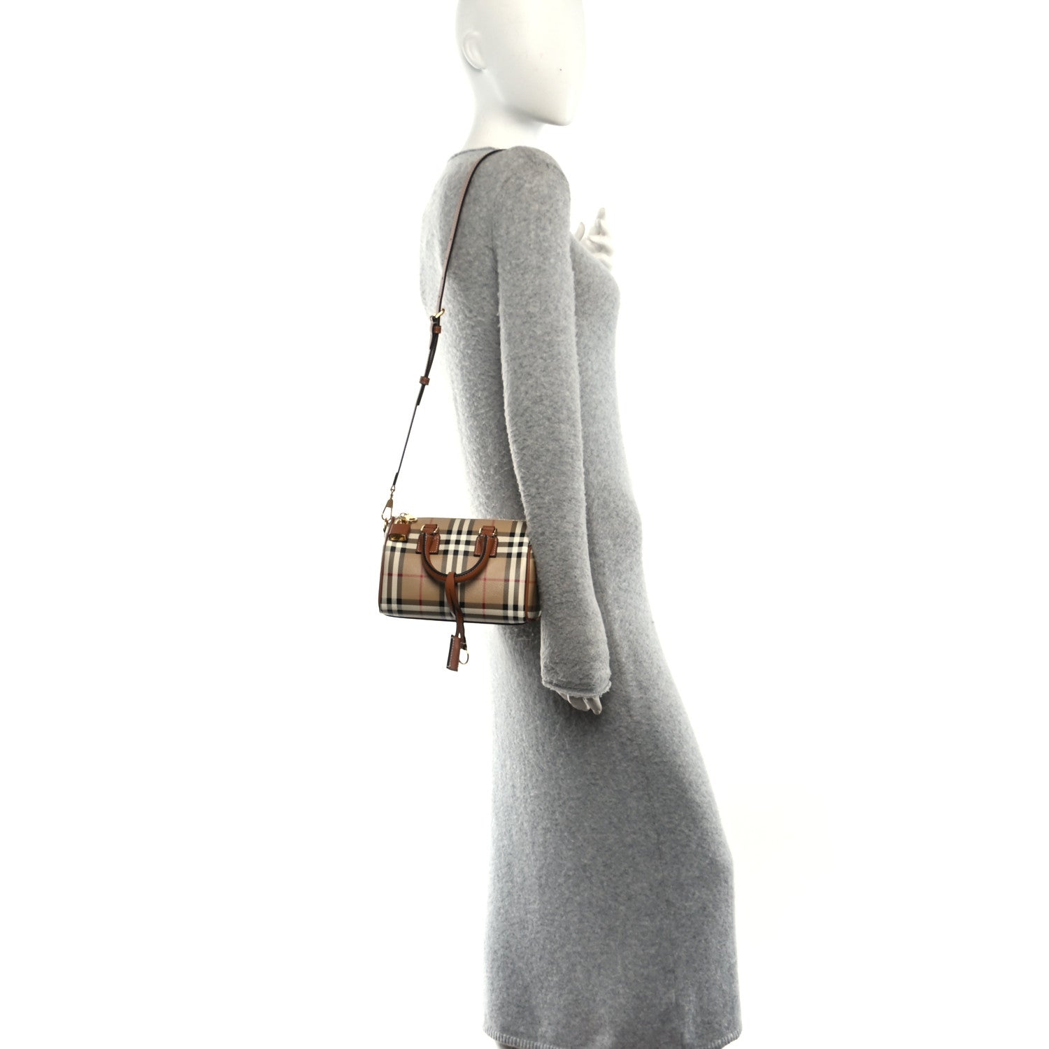 Burberry Vintage Check Mini Bowling Bag Briar Brown 2 of 9