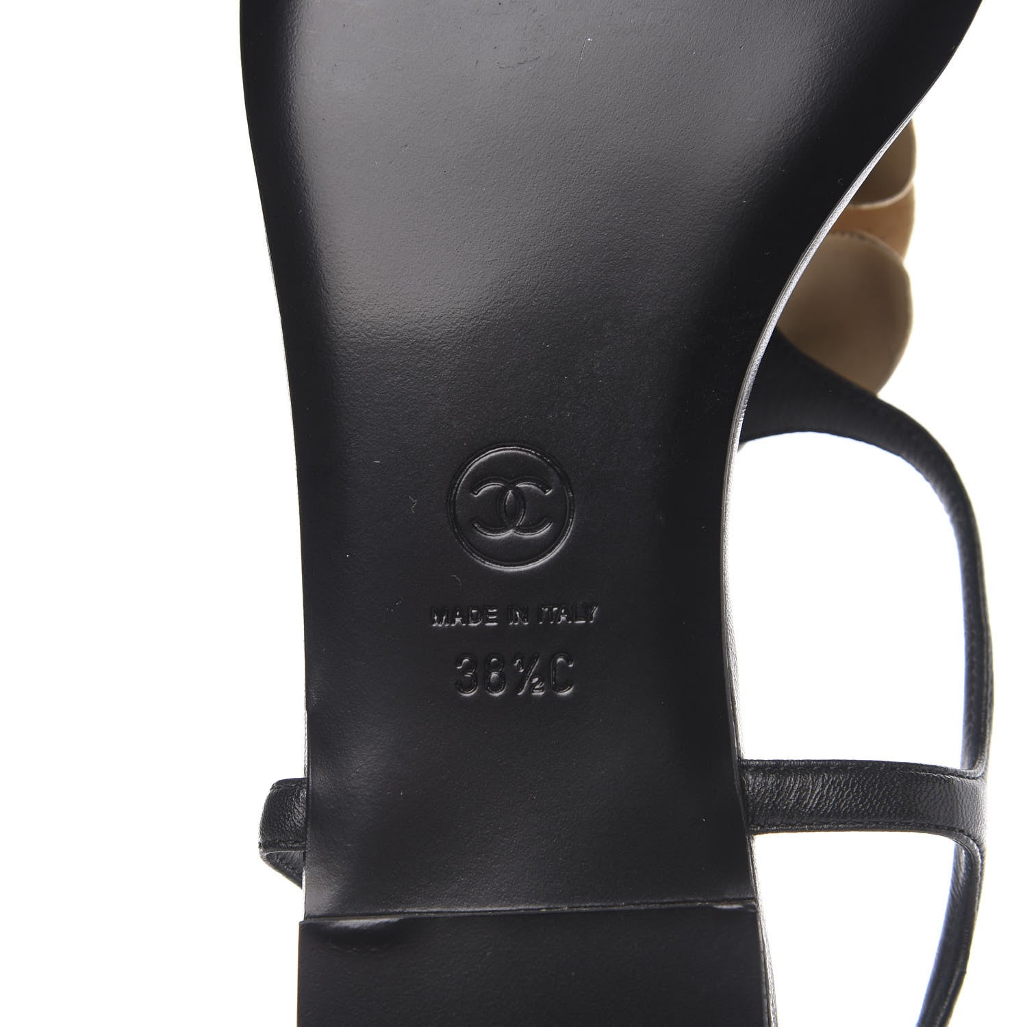 Chanel Lambskin Camellia Thong Sandals 38.5 Black White 7 of 7