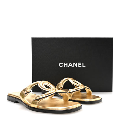 Chanel Lambskin CC Cut Out Mules Sandals 36 Black 9 of 9