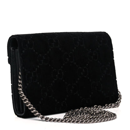 Gucci Velvet GG Monogram Mini Dionysus Chain Wallet Black 3 of 11
