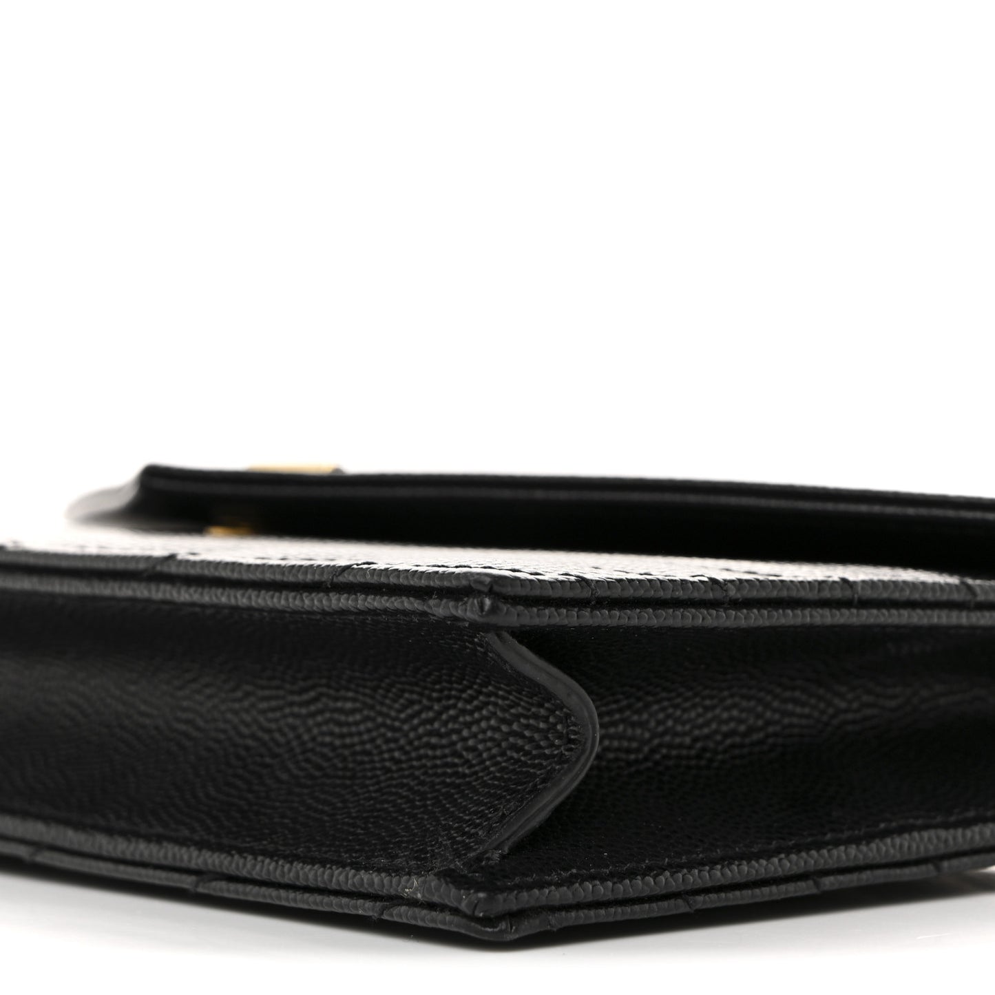 Grain De Poudre Matelasse Chevron Monogram Envelope Chain Wallet Black