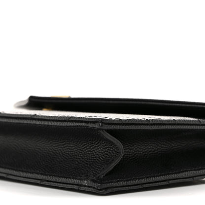 Saint Laurent Grain De Poudre Matelasse Chevron Monogram Envelope Chain Wallet Black 11 of 12