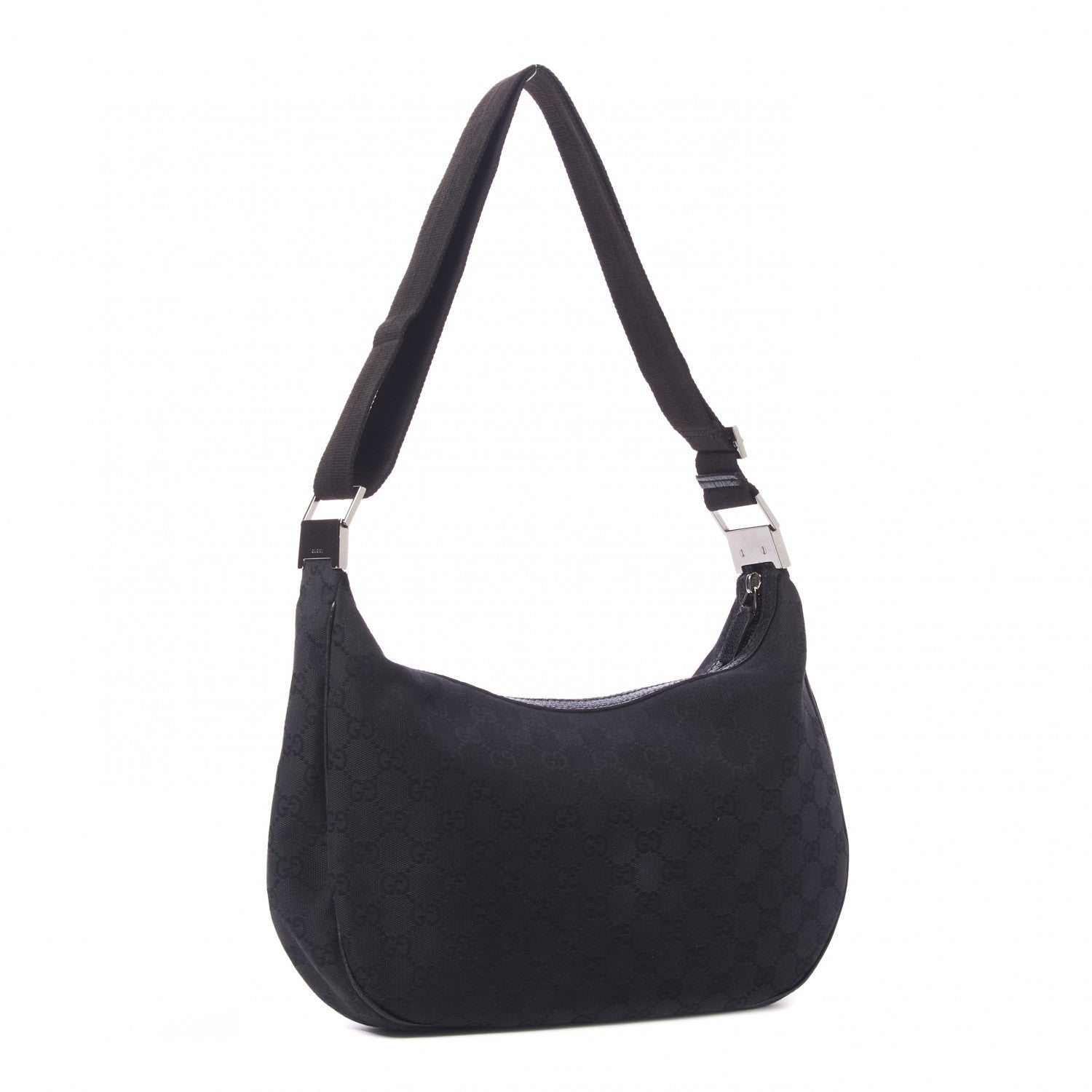 Gucci Monogram Medium Half Moon Hobo Black 3 of 9