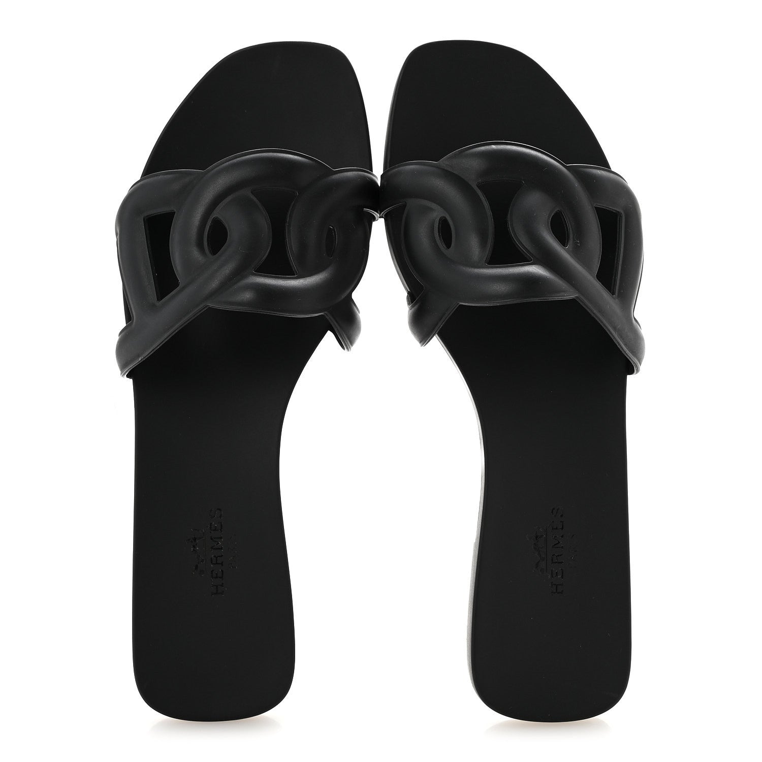 Hermes Rubber Aloha Sandals 36 Black 2 of 12