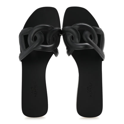Hermes Rubber Aloha Sandals 36 Black 2 of 12