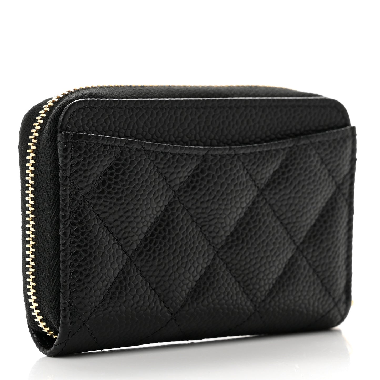 Caviar Quilted Zip Coin Purse Black