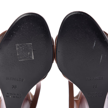 Hermes Calfskin Legend Wedge Sandals 38 Gold 9 of 9