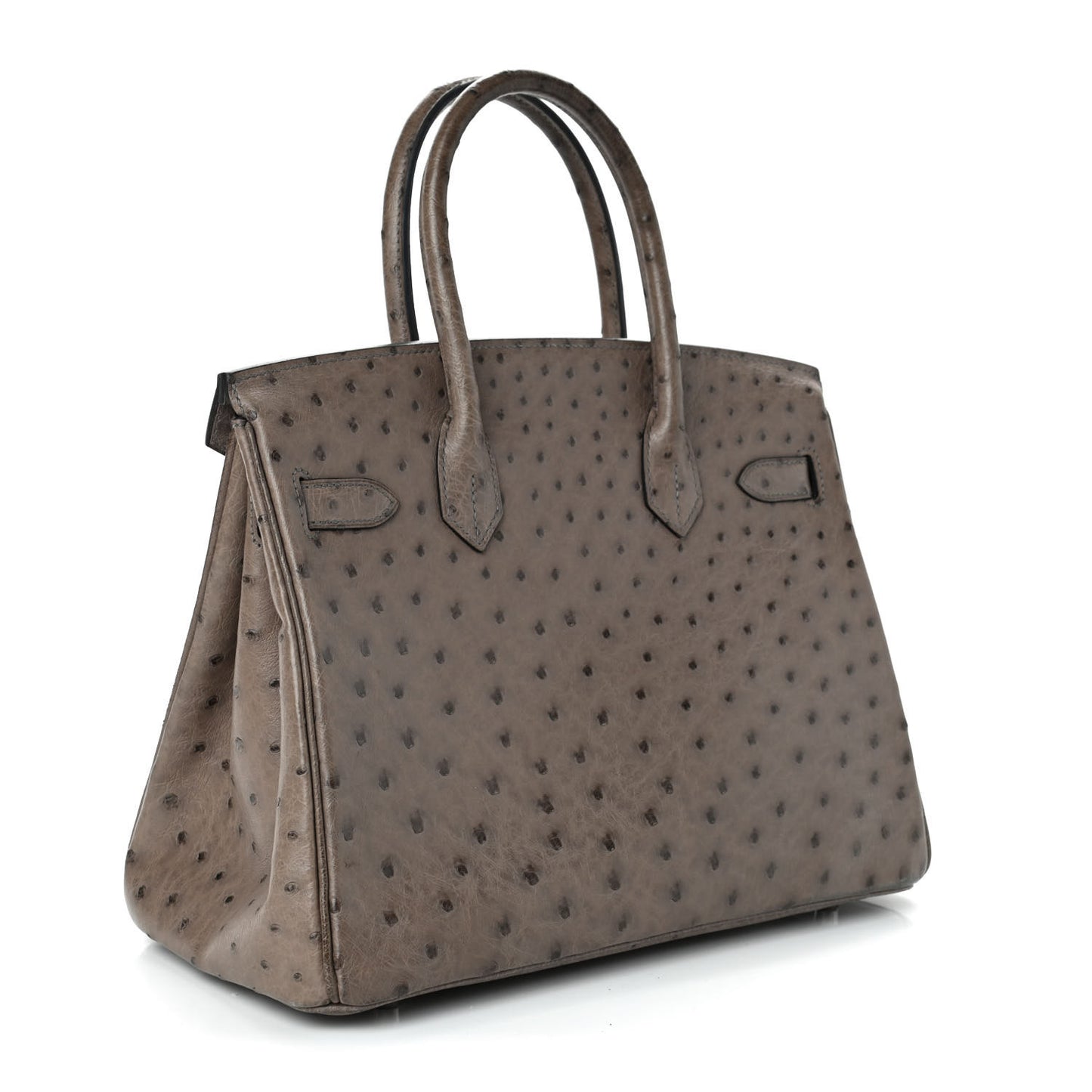 Ostrich Birkin 30 Gris Tourterelle
