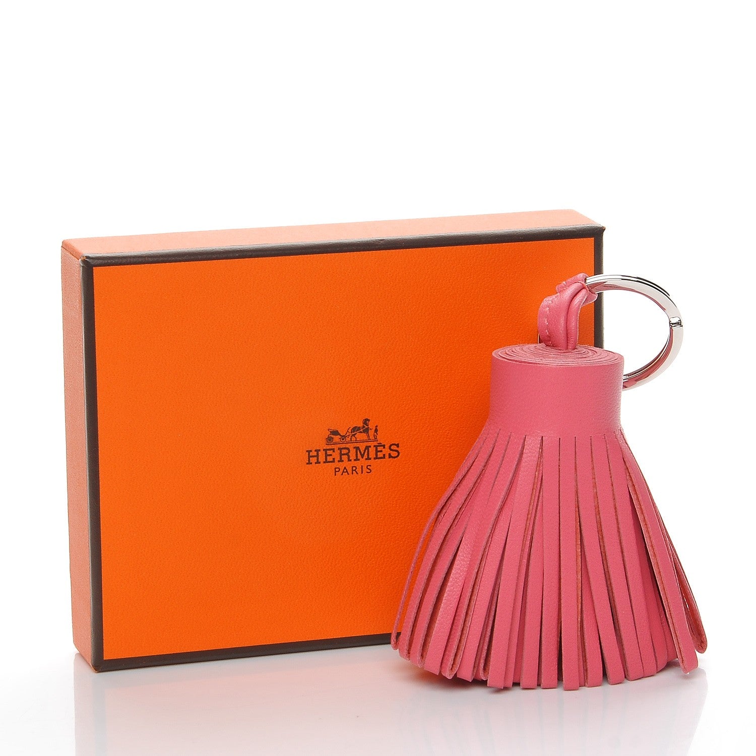 Hermes Lambskin Carmen Tassel Key Holder Rose Azalee 4 of 5