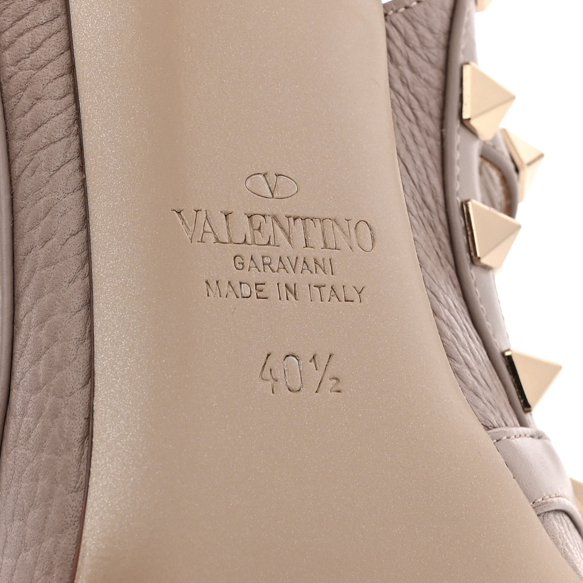 Valentino Garavani Pebbled Calfskin Rockstud Ankle Strap 100mm Pumps 40.5 Poudre 7 of 11