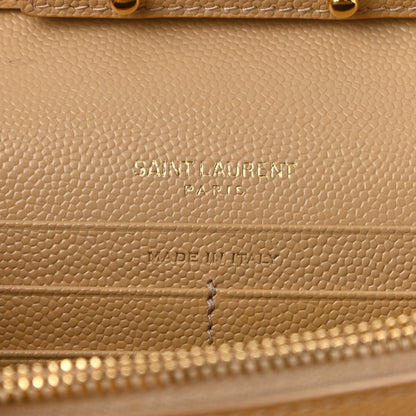 Saint Laurent Grain De Poudre Matelasse Chevron Monogram Chain Wallet Dark Beige 6 of 10
