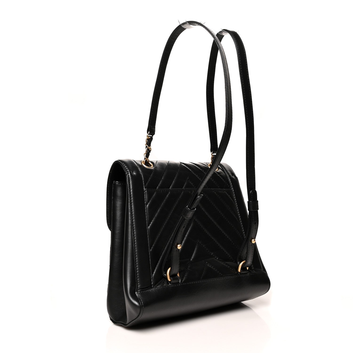 Chanel Aged Calfskin Chevron Quilted Backpack Black 2 of 9