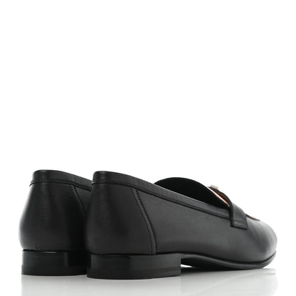 Hermes Calfskin Womens Paris Loafers 38 Black Rose Aube 4 of 10
