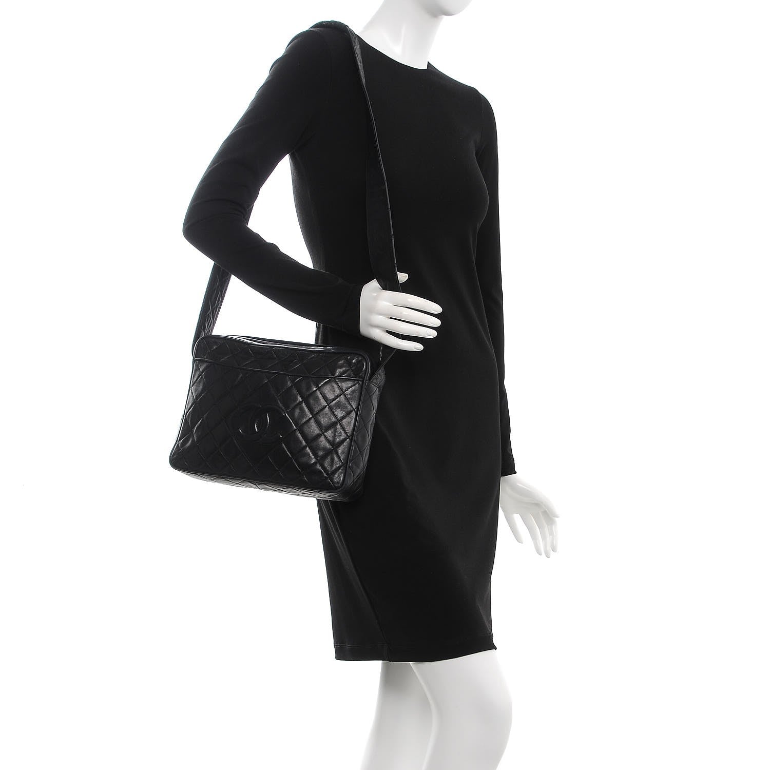 Chanel Lambskin Quilted Tassel Camera Case Black 2 of 7